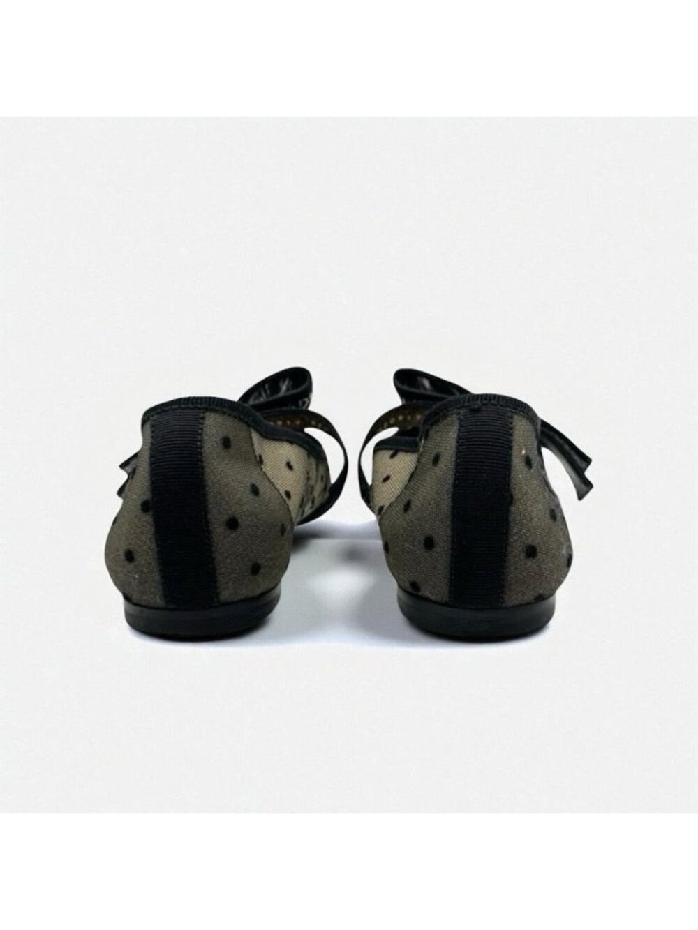 Christian Dior Ja Flat Shoes Mesh Fabric Black Logo Dot Ribbon Rhinestone - Picture 5 of 10